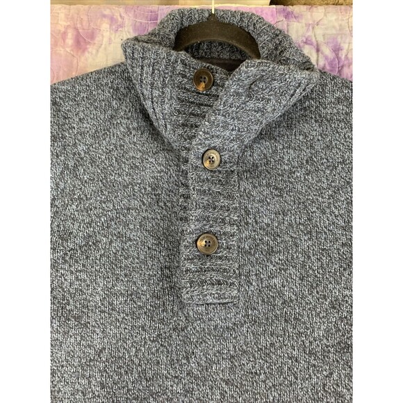 LOGG By H&M Mens Medium Pullover Sweater Knit Blue Mock Neck 1/4 Button - Picture 5 of 8